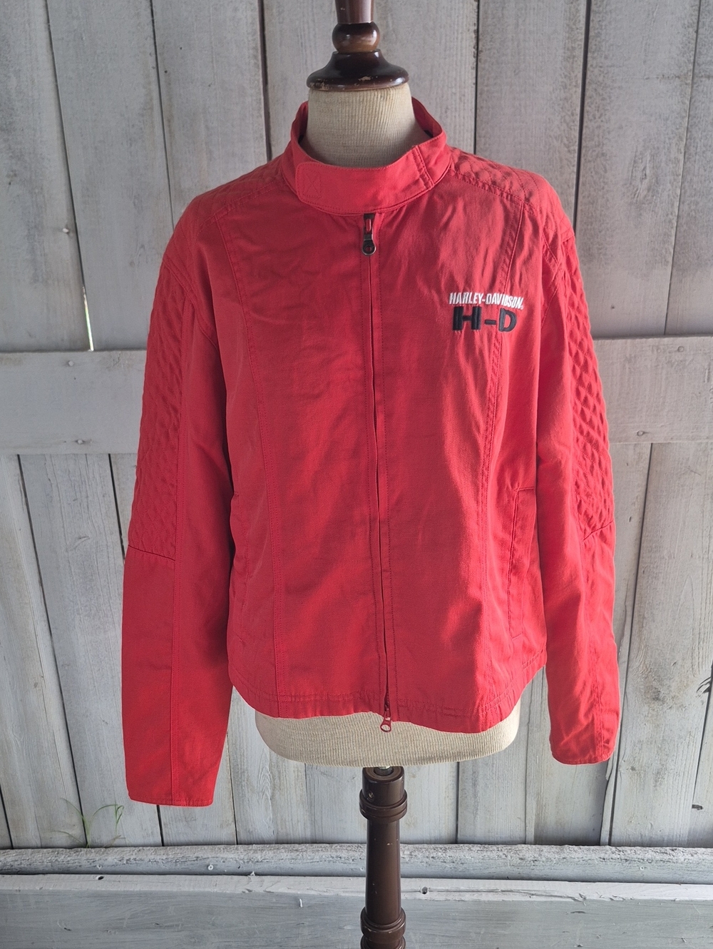 Harley-Davidson Orange Quilted-Sleeve Utility Zip Jacket